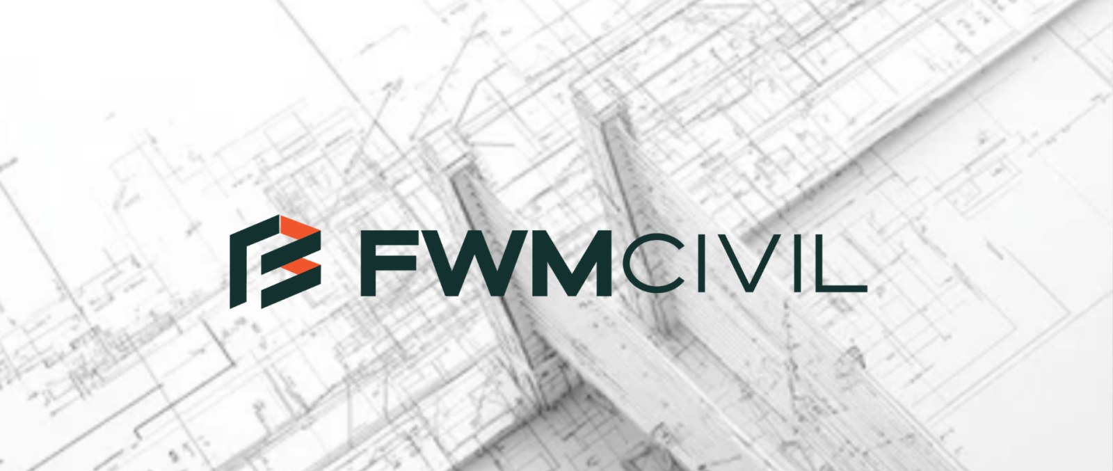 FWM Civil logo over architectural drawings