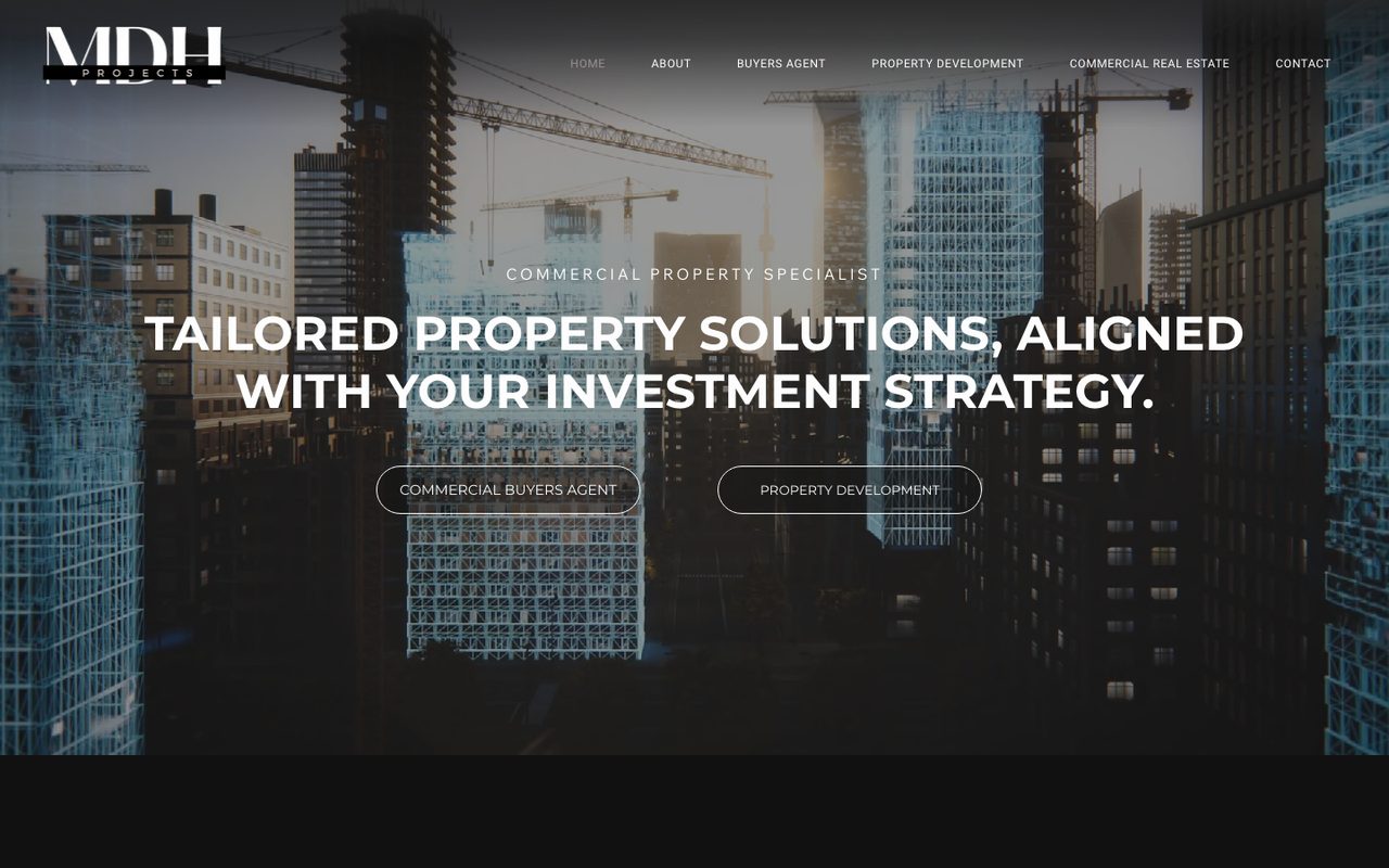 MDH Projects website home page